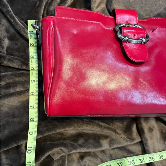 Patricia Nash Red Leather Shoulder Bag with Silver Buckle - Picture 10 of 11